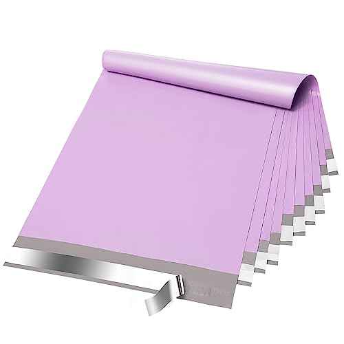 Fuxury Poly Mailers 12x15.5Inch 50 Pcs, Waterproof Shipping Bags for Clothing, Strong Adhesive Heavy Duty Shipping Mailing Envelopes, Self Seal Mailers Poly Bags for Business,Light Purple