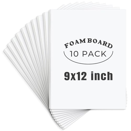 AUEAR 9x12 White Foam Boards 1/8'' Thick - Pack of 10 for Crafts & Displays