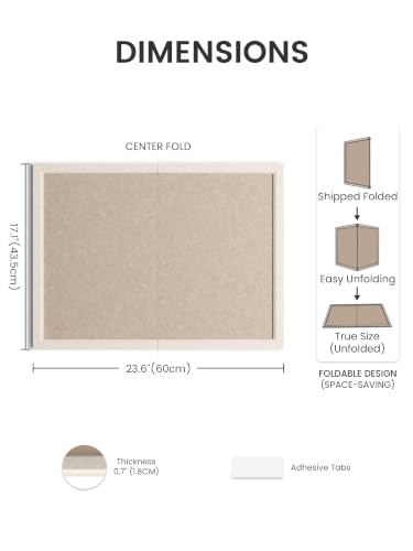 Fluxynara Khaki Felt Bulletin Board 23.6 x 17.5 Inches Foldable Modern Office Decor