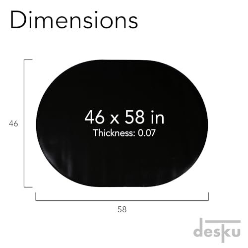 DESKU Super Oval Desk Chair Mat ? Heavy-Duty PVC Mats for Carpet Floor Protection, Black, 46" x 58" Inches, Made in The USA