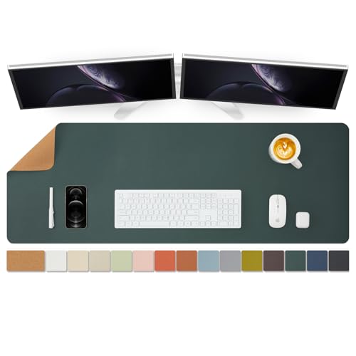 HOMIEAZICOZI Large Cork Desk Mat - 47.2x17 Dark Green Eco-Friendly Office Pad