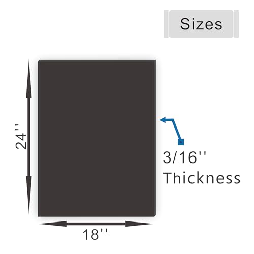 ZXUNLIEH Black Foam Board 18x24 Inch 12 Pack 3/16'' Thick for Crafts & Displays