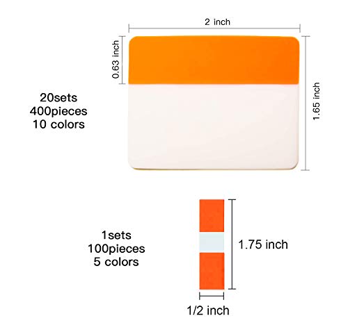 Vibrant 500 Pieces 2 Inch Sticky Index Tabs - Writable & Repositionable, Neon Colors, ELII