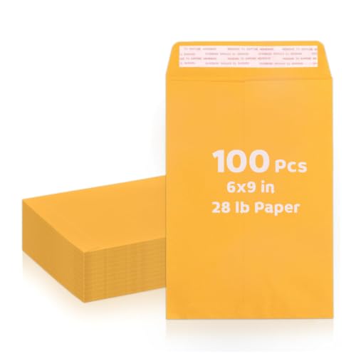 6x9 Manilla Envelopes Self Seal 100 Pack - Durable Kraft File & Mailing Envelopes