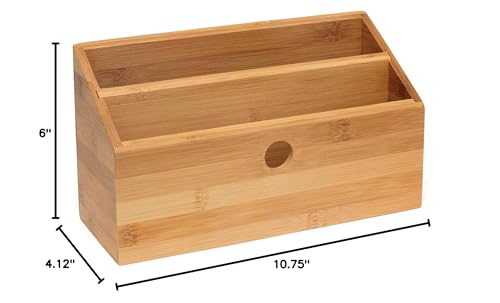 Lipper International 808 Bamboo Wood 2-Slot Office Supply Desk Organizer, 10 3/4" x 4 1/8" x 6"
