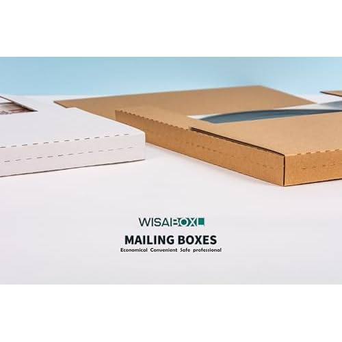 White Vinyl Record Mailers 12.8x12.8x1 inch LP Mailing Corrugated Cardboard Boxes, Easy Fold, Multi Depth Album Shipping Boxes with Fragile Stickers, 25 Pack