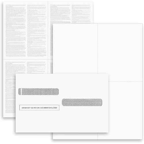 NextDayLabels - W-2 4-Up Employee Tax Forms, Instructions on Back" for 2025, for Laser/Inkjet Printer. Compatible with QuickBooks and Accounting Software ETC. (Pack of 100 Sheets & Envelopes)