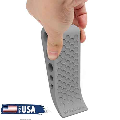 Door Stoppers for Bottom of Door Premium Floor Rubber Door Stop Wedge Made in USA Heavy Duty Honeycomb Design for Carpet, Tile, Ideal for Home, School, Commercial, Gray 2-Pack