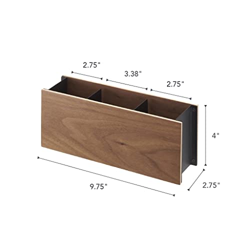 Yamazaki Home Rin Desk Organizer - Tv Remote Control and Pen Holder - Small - Steel + Wood