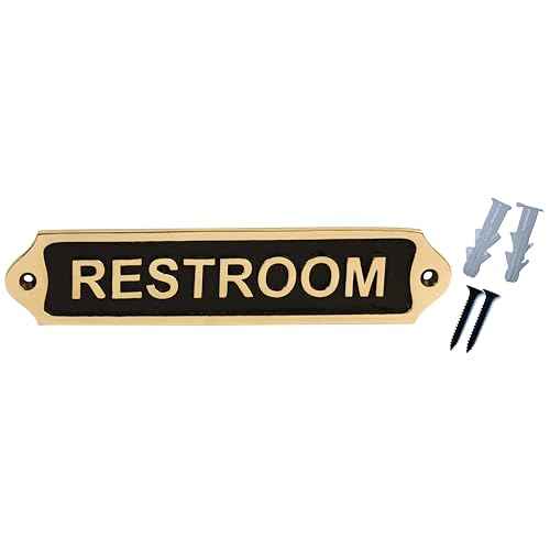 Brass Door Sign Plaques |Traditional| Easy DIY Installation - Gents, Ladies, Restroom (RESTROOM)