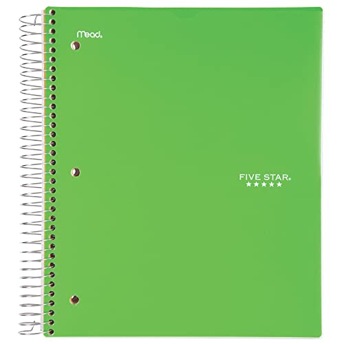 Mead Five Star Notebook + Study App - 5 Subject Notebook College Ruled - Water Resistant Customizable Cover - Spiral Notebook 8.5 X 11-200 Sheets - Assorted Colors - 6 Pack
