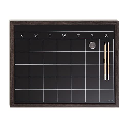 U Brands Rustic Wood Frame Magnetic Monthly Calendar Chalkboard 16x20 Wall Mount