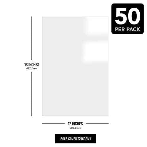 Double-Sided Gloss Digital C2S Cardstock - Perfect for Color Laser Printing Design Proposals Flyers Brochures, 12 x 18, Glossy 80lb Cover Stock, 94 Bright, Acid Free Coated Finish, 50 Sheets