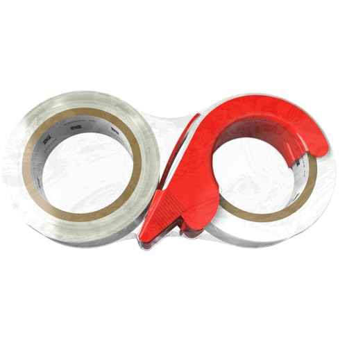 [110 Total Yards] Clear Packing Tape with Dispenser [2 Pack] Packaging Tape 1.88 Inch x 55 yd Refill Rolls for Shipping Mailing Moving