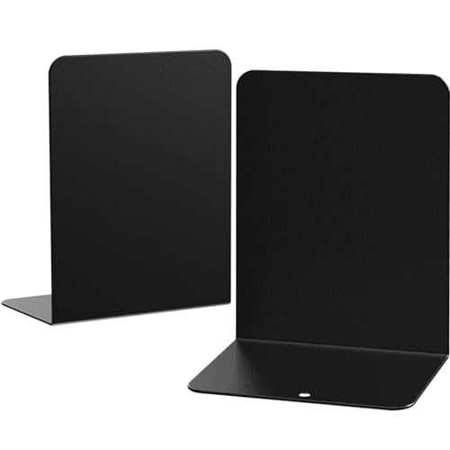 Book Ends, 2 Pieces Metal Bookend for Shelves, Bookends for Heavy Books, Book Holders for Shelves, Desk Organizers, Book Dividers for Office, School, Bookstore, Home