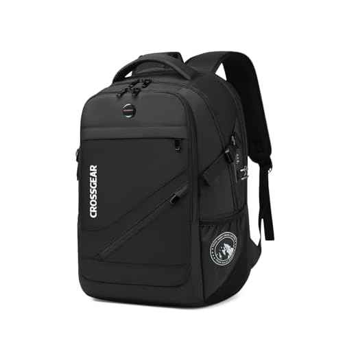 CROSSGEAR Large Travel Backpack Waterproof Laptop Bag Airline Approved Business Office Work Computer Casual Daypacks TSA Lock Anti-Theft Bookbag with USB Port Fit 17.3 inch Laptops for Men Women