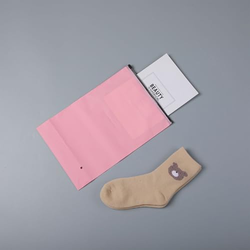 Pink Frosted Zipper Bags for Clothing Packaging 10x13 inch, Pack of 12 - Eco-Friendly Waterproof Poly Bags for Shirts & T-Shirts