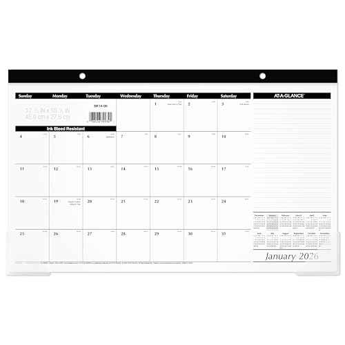 AT-A-GLANCE 2026 Desk Calendar, Monthly, Desk Pad, 17-3/4" x 11", Compact (SK140026)