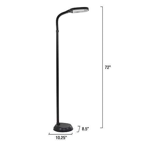 Floor Lamp - Full Spectrum Natural Sunlight Lamp with Bendable Neck - Reading, Craft, Studying, and Esthetician Light by Lavish Home (Black)