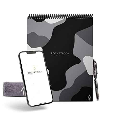Rocketbook Smart Reusable Notebook, Flip Letter Size Spiral Notebook, Lunar Winter, (8.5" x 11")