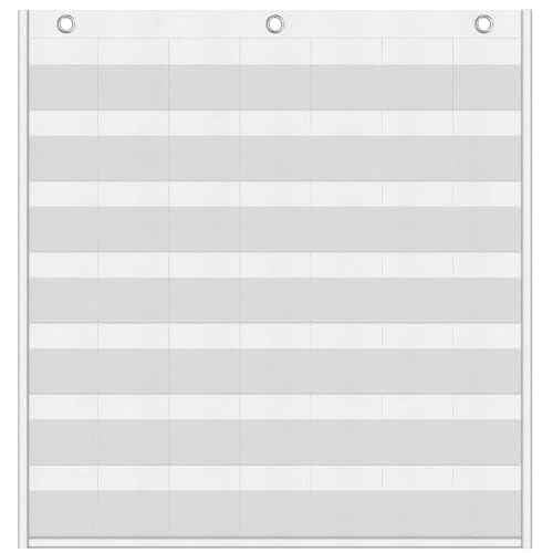 Yoink Classroom Calendar Pocket Chart for Kids Learning - 45 Pockets Monthly Calendar with Durable Fabric, Homeschool and Teacher Supplies, Preschool Kindergarten Wall Decor, Only Chart (White)
