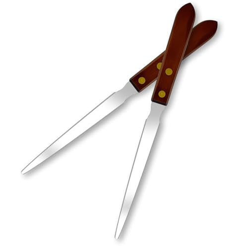 2Pcs Stainless Steel Letter Openers with Wood Handles - Office & Home Mail Slitter (Variation 2)
