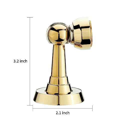Magnetic Door Stop Brass Heavy Duty Door Stopper Keep Door Open Door Catch Holder with Screws for Wall & Floor Mount, 2P, Bright Gold