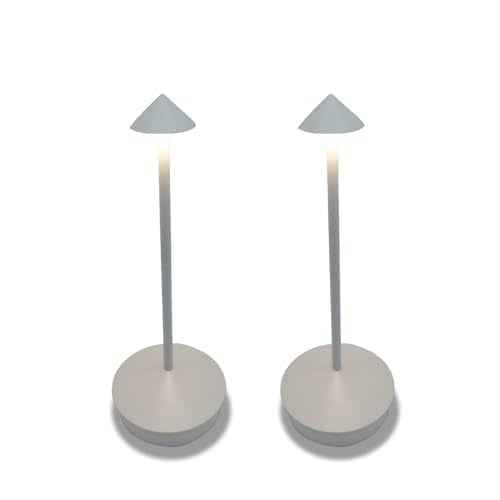 Cordless Rechargeable LED Table Lamps, 1800mAh Battery Desk Lamp Outdoor Portable Touch Dimmable Table Night Light for Patio Restaurant Dining Home Set of 2 White