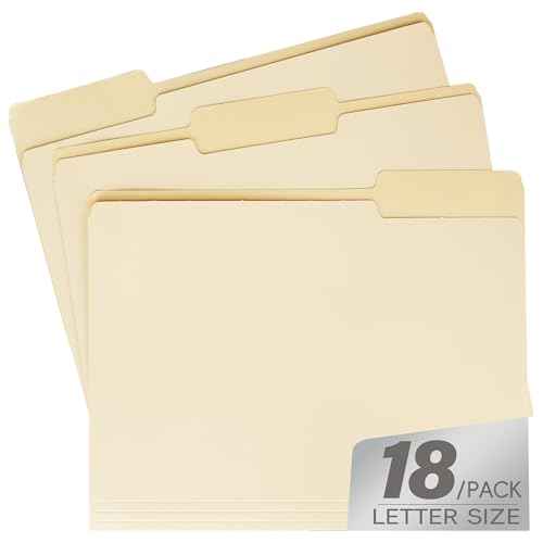 Manilla File Folder,1/3 Cut Tab,Letter Size Folders,Great for Organizing and Easy File Storage,18 Per Box