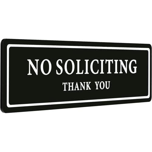 No Soliciting Sign for House (with Strong Adhesive Tape), 8.2" x 2.4" Premium Durable No Soliciting Signs for Home, No Solicitation Signs for Front Door/Wall/Window, Clear and Easy to Read