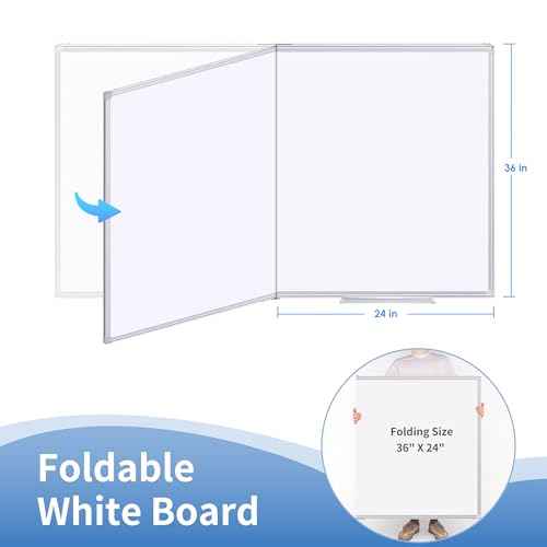 Magnetic Whiteboard Dry Erase, 48 x 36 inch Large White Board for Wall, Foldable Aluminum Frame Hanging Whiteboards for Home Classroom Office