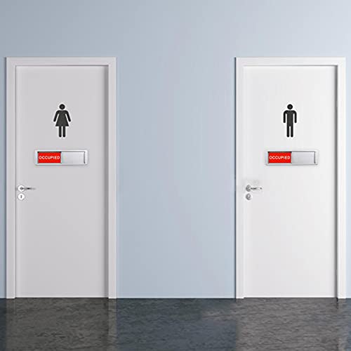 LoYinLo Vacant Occupied Door Sign - Silver | Privacy Room Indicator, 7x2 Inches