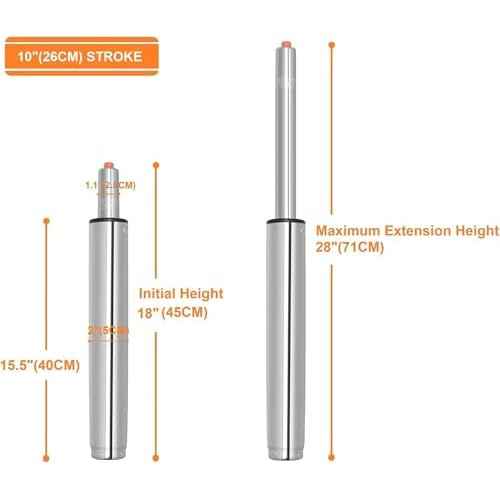 Drafting Stool Bar Stool Gas Lift Cylinder Replacement Part,Tall Heavy Duty Hydraulic Pneumatic Piston for Drafting Chair(Size:18¡±- 28¡± Long)