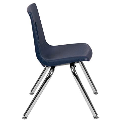 EMMA + OLIVER 14" Seat Navy Plastic Stackable School Chair