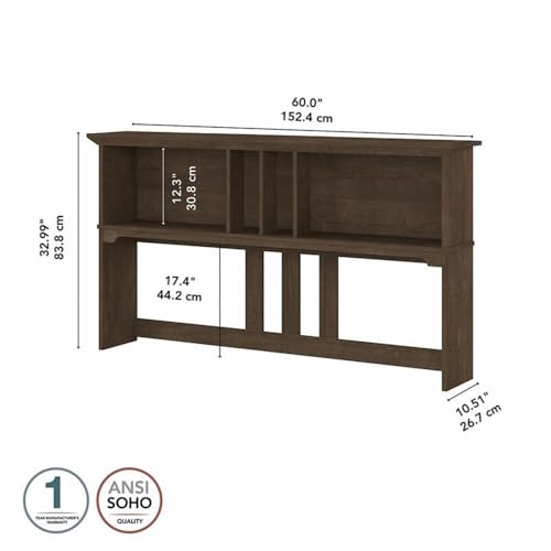 Bush Salinas 60W L Shaped Desk Hutch in Ash Brown
