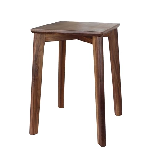 GLIBBUL 18-Inch Walnut Wood Stool - Stackable, Backless, Anti-Slip Felt Pad