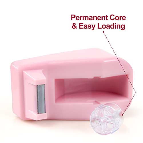 1Pcs Desktop Tape Dispenser with Weighted Nonskid Base, Pink