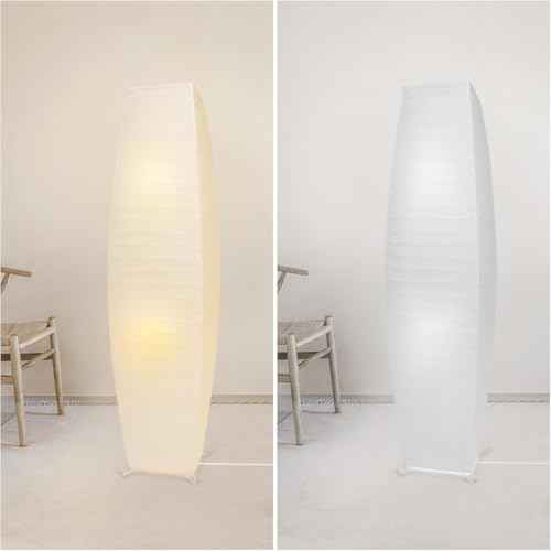Paper Floor Lamp, Japanese Lamp with Rice Paper Lantern Shade, Minimalist Style Corner Floor Lamp for Bedroom, Office, Living Room with No Bulbs (2 Pack)