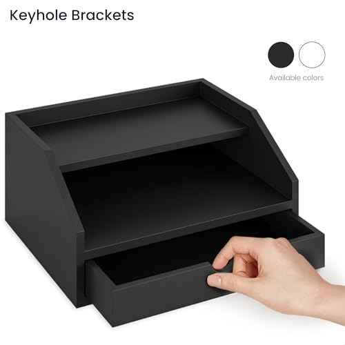 Ballucci Desk Organizer with Drawer, 2 Tier Paper Office Supplies Desk Organizer, 13 2/5" x 9 3/5" x 6", Black