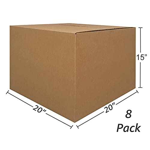 uBoxes Large Moving Boxes 20" x 20" x 15" (Pack of 8)