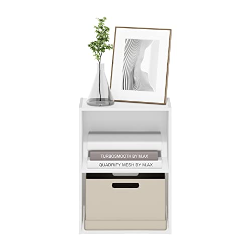 Furinno Luder 2-Tier Book Shelf White 9 x 16 x 21 Inches - Open Storage Shelves