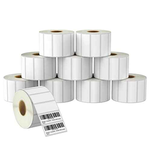 BETCKEY - 2.5" x 1" (64 mm x 25 mm) Multipurpose & Barcode Labels Compatible with Zebra & Rollo Label Printer,Premium Adhesive & Perforated [10 Rolls, 13800 Labels]
