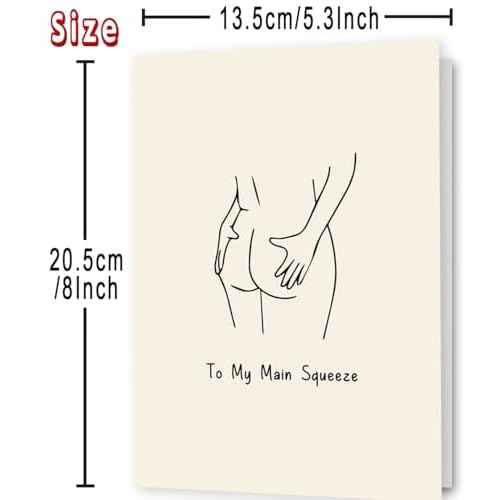 Funny Anniversary Card for Boyfriend, Girlfriend, Husband or Wife ? ¡°To My Main Squeeze¡± Romantic Naughty Love Card ? Minimalist Line Art Design for Valentine¡¯s Day, Birthday