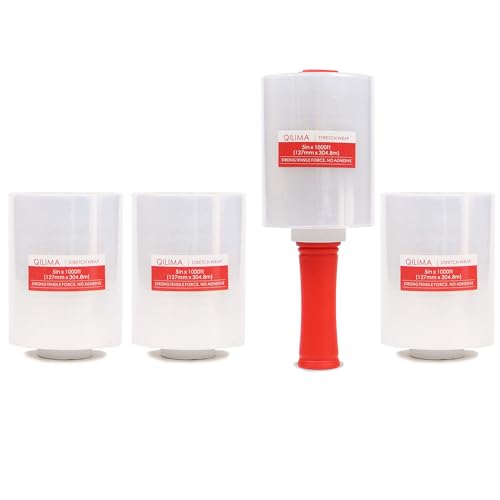 QILIMA Mini Clear Industrial Stretch Wrap Film, 80 Gauge Thick Cling