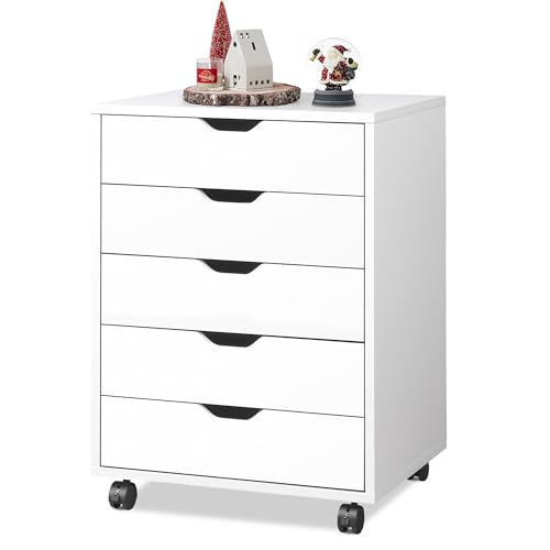 DEVAISE White 5-Drawer Under-Desk Filing Cabinet, 15.7 x 18.7 x 25.5 inches