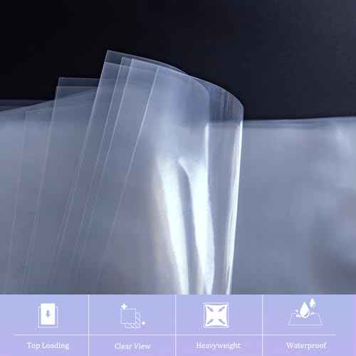 50 Pack No Holes Sheet Protectors 8.5 x 11 Inch Letter Size Page Protectors for Documents, Prints, Top Loading Heavyweight Clear View Plastic Sleeves for Papers, Artworks, Photos
