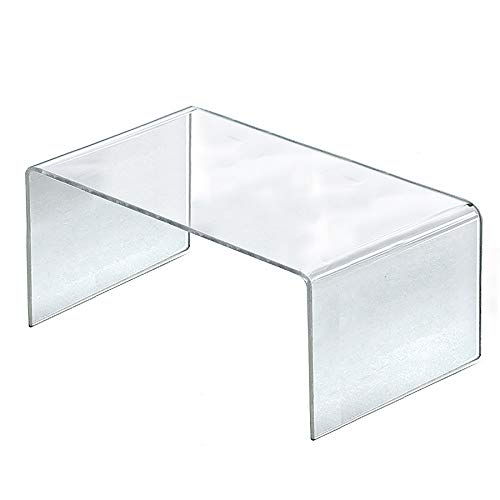 Azar Displays, 515311, Acrylic Laptop Stand, Computer Riser for Desk, Monitor Stand, Closet Organizer for Clothes & Shoes, Cabinet Display for Accessories and Decor, Clear, 4 Pack, 12"x7.75"x6"