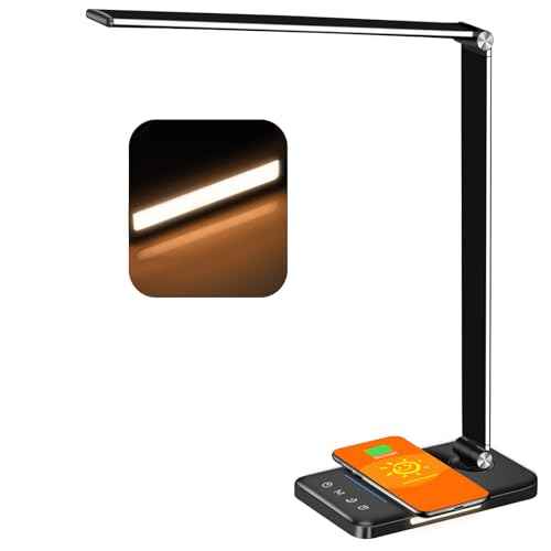 AFROG 8-in-1 4th Gen Multifunctional LED Desk Lamp with 10W Fast Wireless Charger,USB Charging Port,1200Lux Super Bright,5 Lighting Mode,7 Brightness£¬40 Min Timer,Night Light Function,5000K
