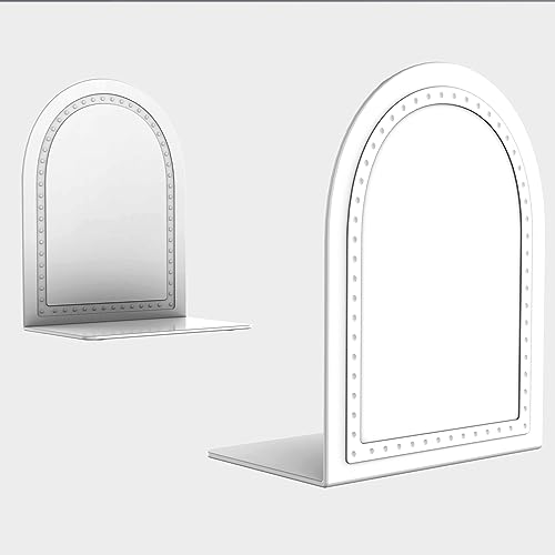 White Metal Bookends with Anti-Slip Design - Heavy Duty Book Ends, 1 Pair