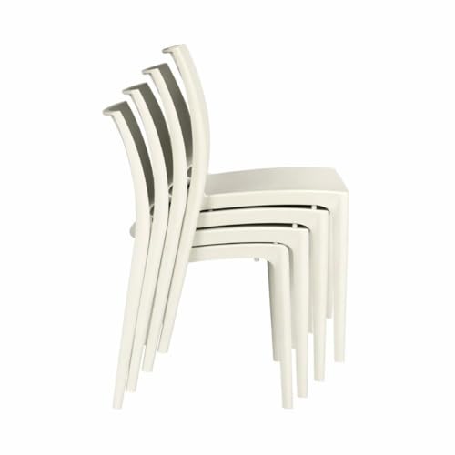 Niche Terrace White Plastic Outdoor Stackable Chair Set of 4